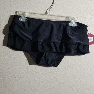 SO Bikini womens Size L bikini black bottoms with attached skirt